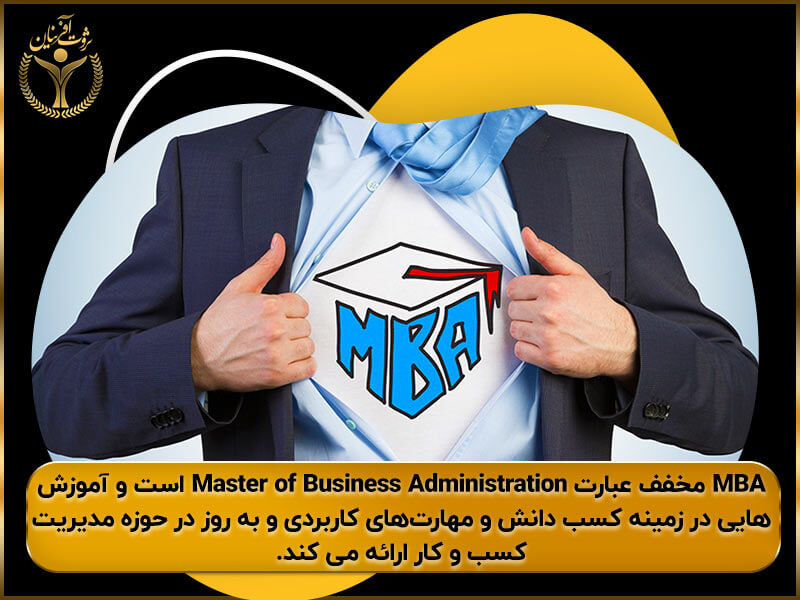 MBA مخفف عبارت Master of Business Administration است و آموزش هایی در زمینه کسب دانش و مهارت‌های کاربردی و به روز در حوزه مدیریت کسب و کار ارائه می کند.
